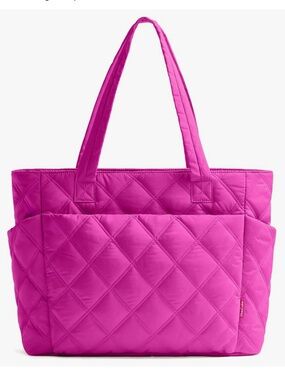 Pink puffer tote bag with zipper NWT